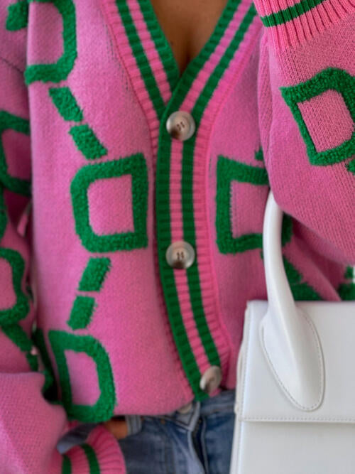 Geometric Button Down Cardigan