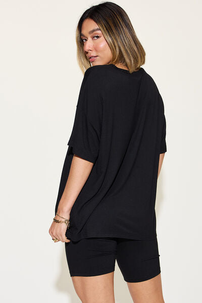 Full Size V-Neck Short Sleeve T-Shirt and Shorts Set