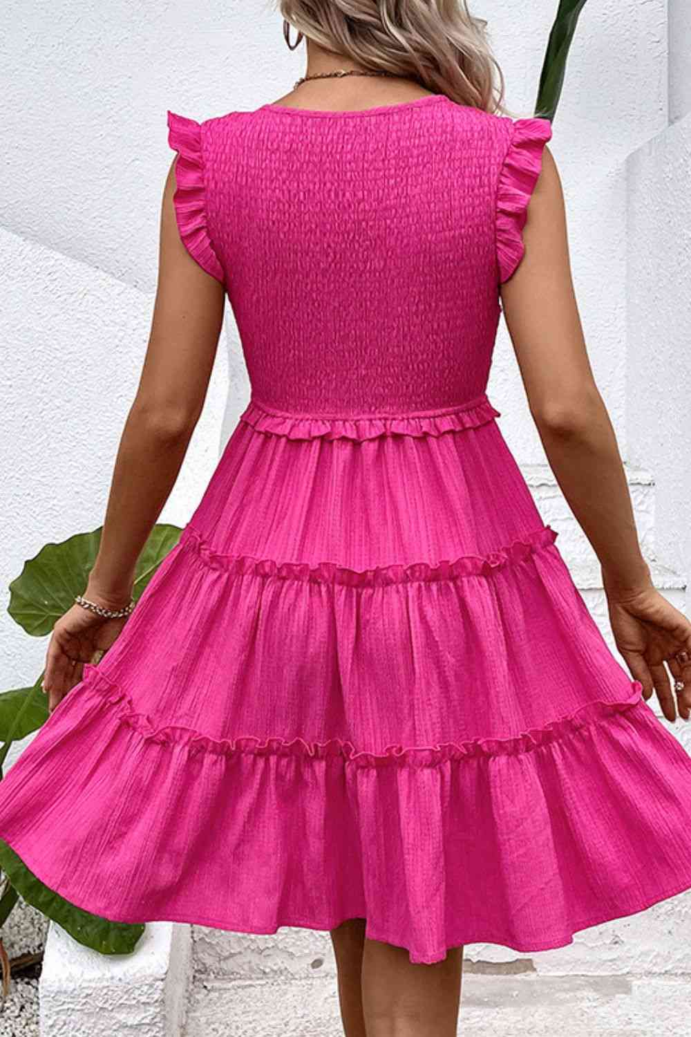 Fuschia Deep V Dress