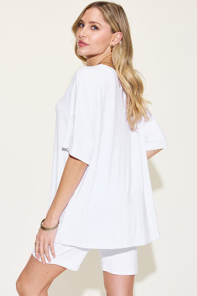 Full Size V-Neck Short Sleeve T-Shirt and Shorts Set