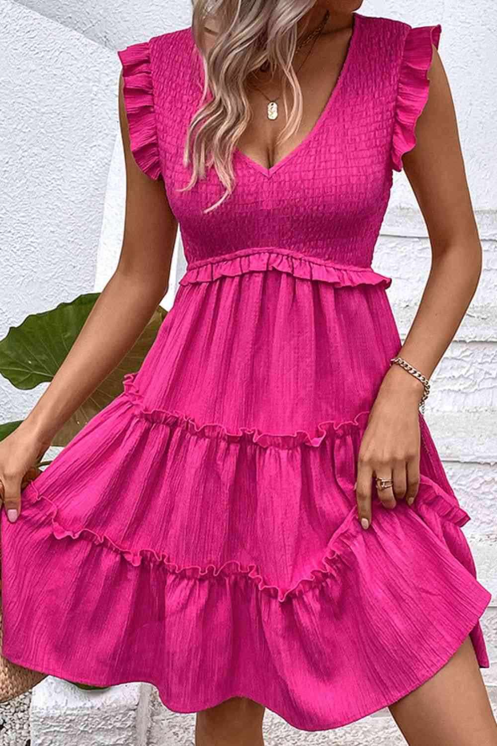 Fuschia Deep V Dress
