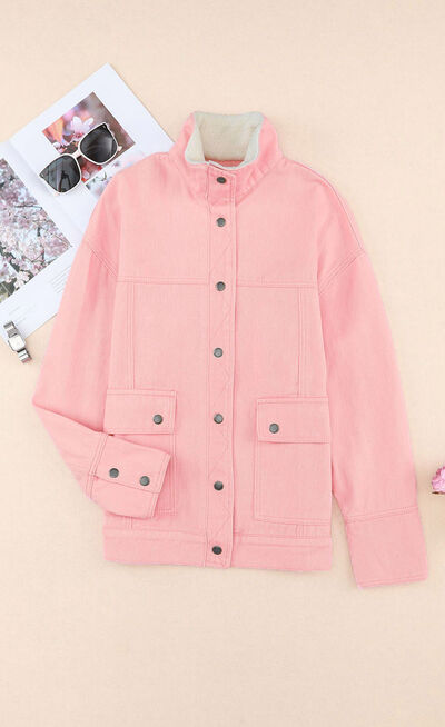 Snap Down Pink Denim Jacket
