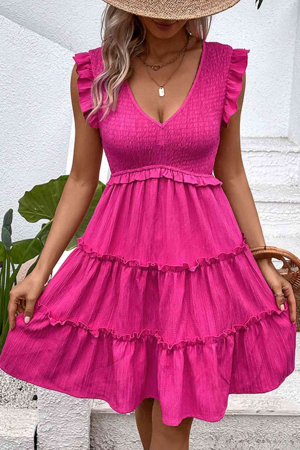 Fuschia Deep V Dress