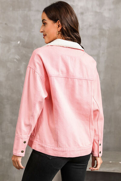 Snap Down Pink Denim Jacket