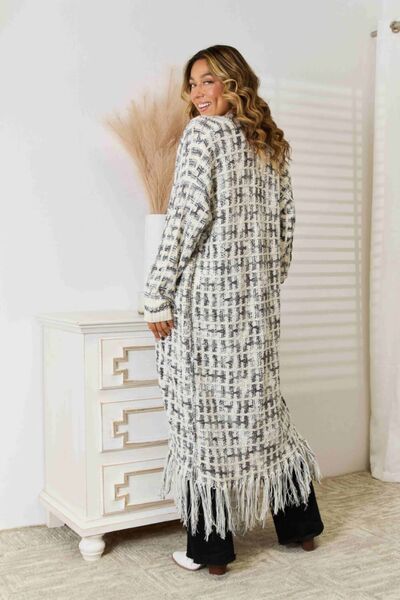Multicolored Fringe Hem Cardigan