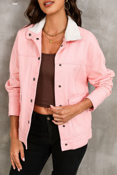 Snap Down Pink Denim Jacket