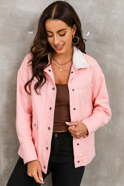 Snap Down Pink Denim Jacket