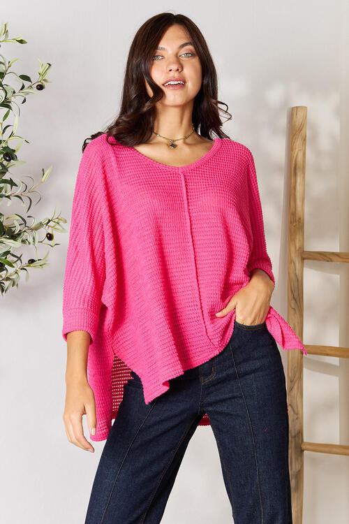 Full Size High-Low Slit Knit Top