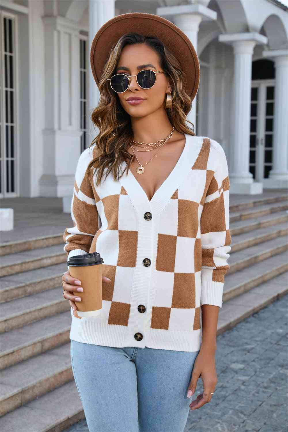 Button-Up V-Neck Cardigan