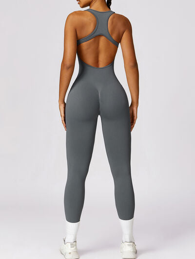 Pink Cutout Racerback Active Jumpsuit