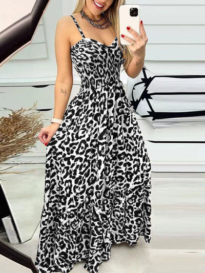 Leopard Sweetheart Neck Cami Dress